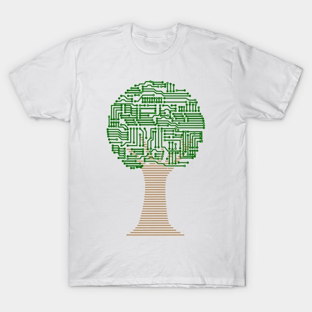 Circuit tree circuitry board T-Shirt by All About Nerds